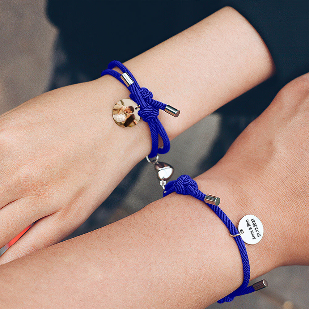 Custom Engraved Magnetic Bracelet Heart Couple Bracelet