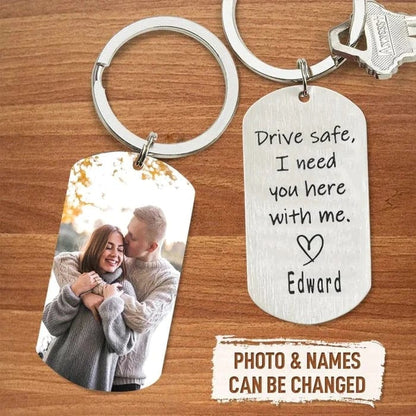 Wedding Gifts Drive Safe Keychain Custom Photo Keychain With Name For Boyfriend