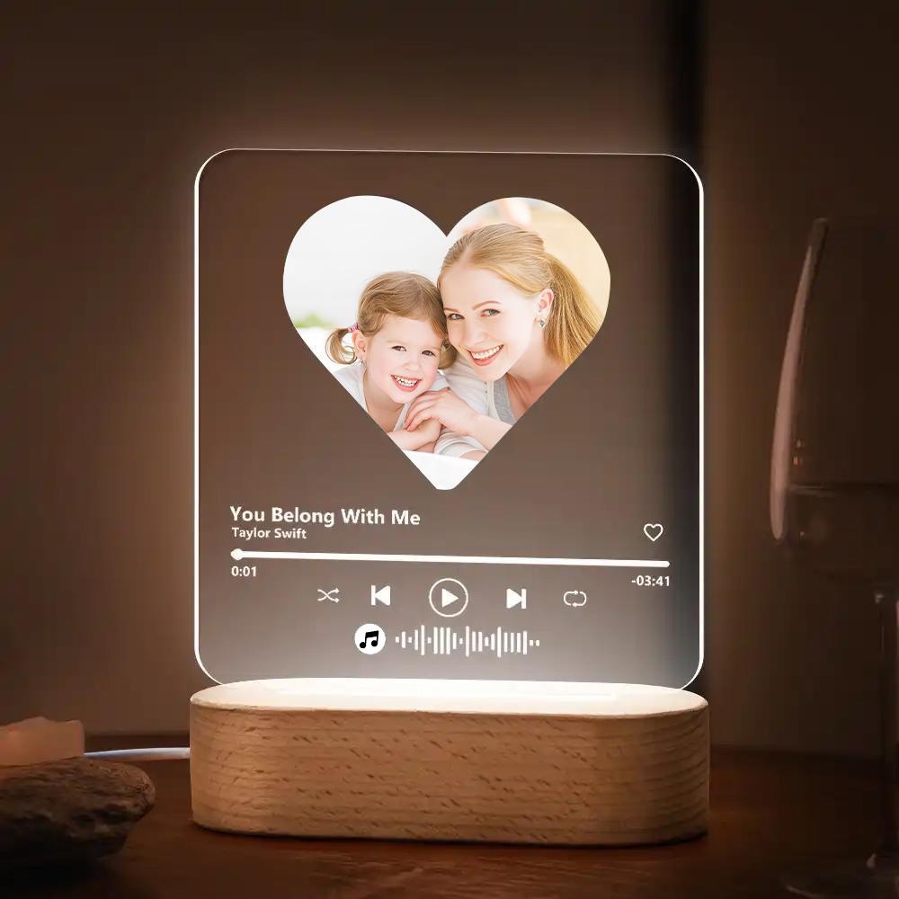 Custom Music Code Heart 7 Color Lamp For Dad Acrylic Music Plaque Night Light