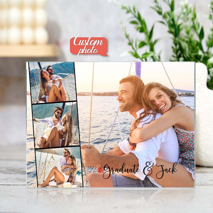 Customize 4 Photo Art Plaque Personalized Photo Name Home Living Plaque Gift