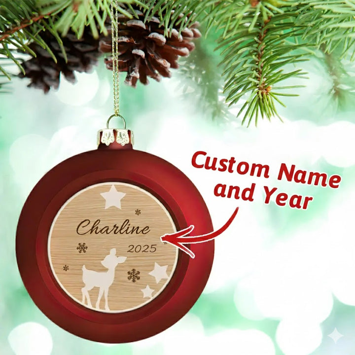Personalized Name & Year Christmas Ball Ornament – Custom Holiday Tree Decoration