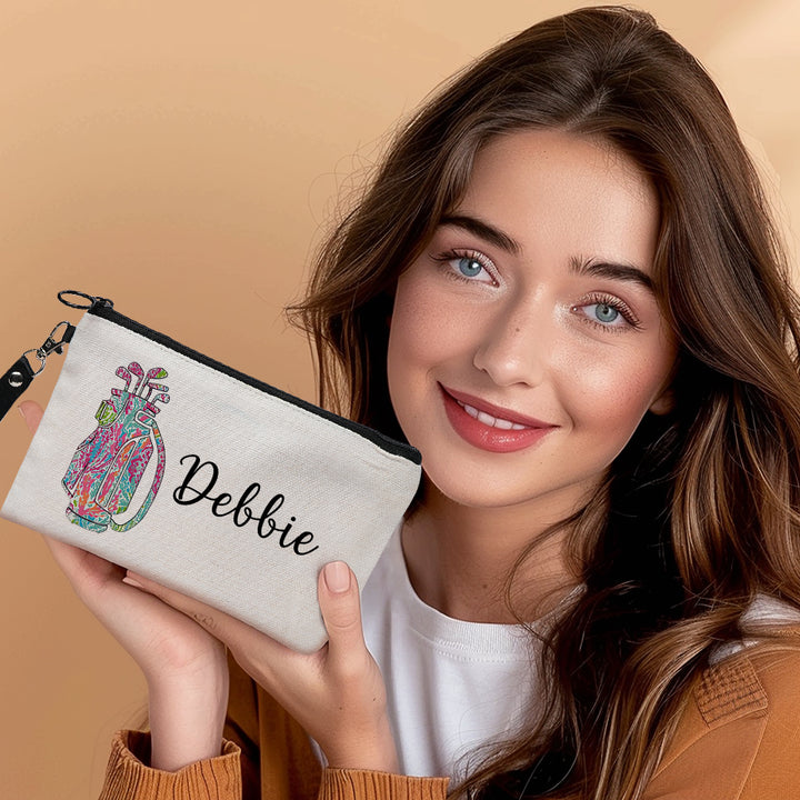 Custom Name Golf Bag Design Canvas Makeup Bag - Personalized and Stylish