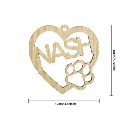 Personalized Wood Heart Dog Paw Name Christmas Ornament