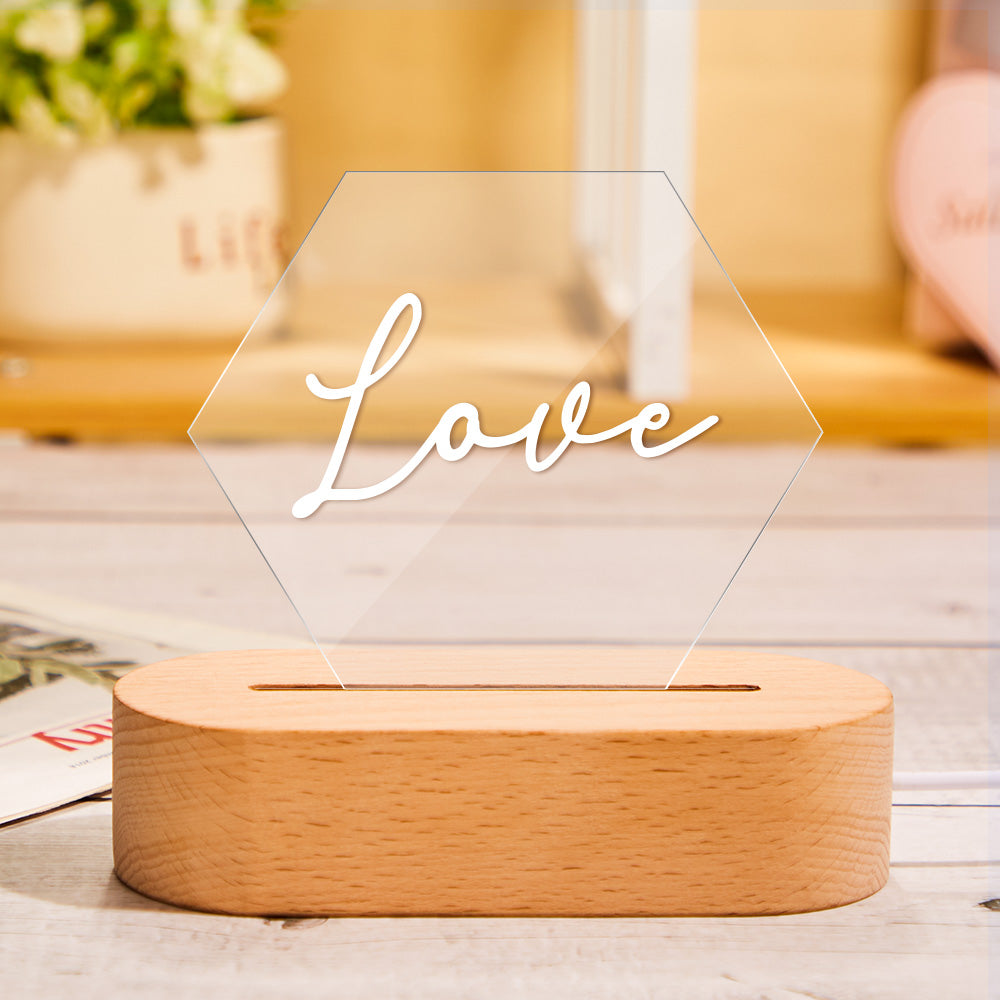 Personalized Hexagonal Acrylic Night Light with Name