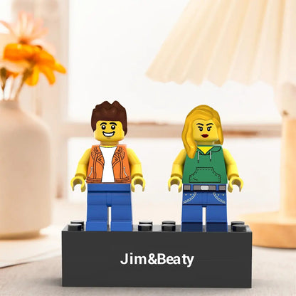 Custom Couple Minifig Personalized Minifig With Engraved Base and Display Box Gift For Lovers On Valentine's Day