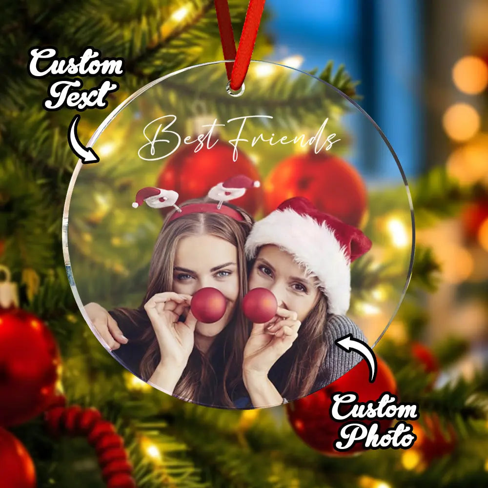 Personalized Photo Christmas Ornament with Text Christmas Gifts for Friends or Family