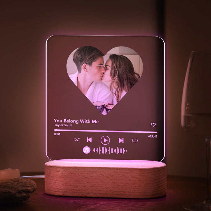 Custom Music Code Heart 7 Color Lamp For Dad Acrylic Music Plaque Night Light