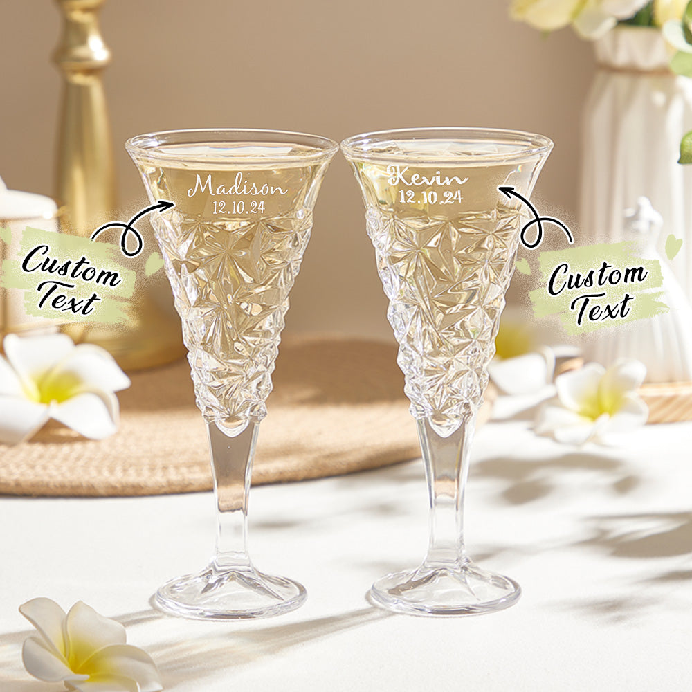 Personalized Engraved Crystal Champagne Flute Set Gifts for Newlyweds