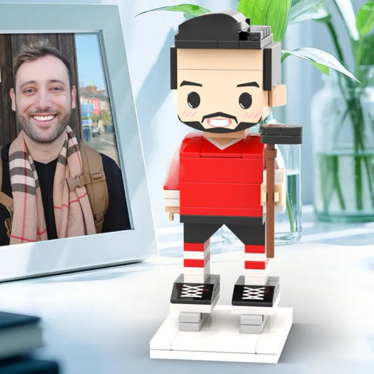 Custom Head 1 Person Cute Brick Figure Ice Hockey Theme Birthday Gift Anniversary Gift for Puckster