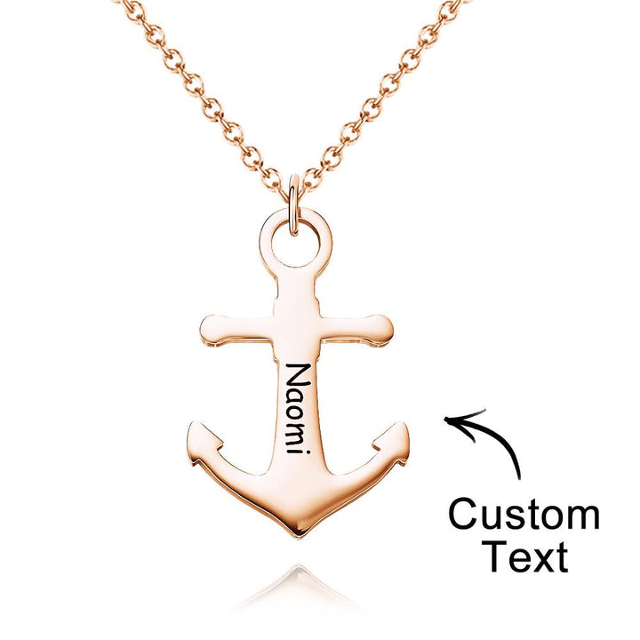 Custom Engraved Name Jewelry Personalized Anchor Pendant Necklace Gift for Women