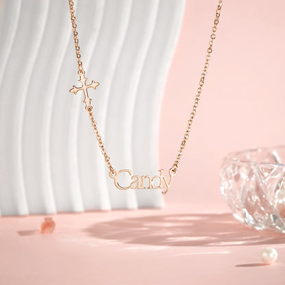Personalized Name Necklace Cross Religious Jewelry Baptism Birthday Gift for Her