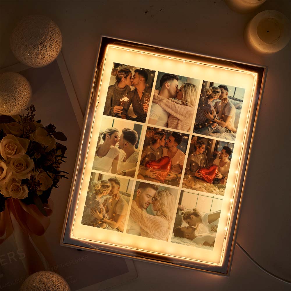 Custom Photo Frame Mirror Night Light – Personalized Birthday, Valentine’s Day, Christmas & Anniversary Gift