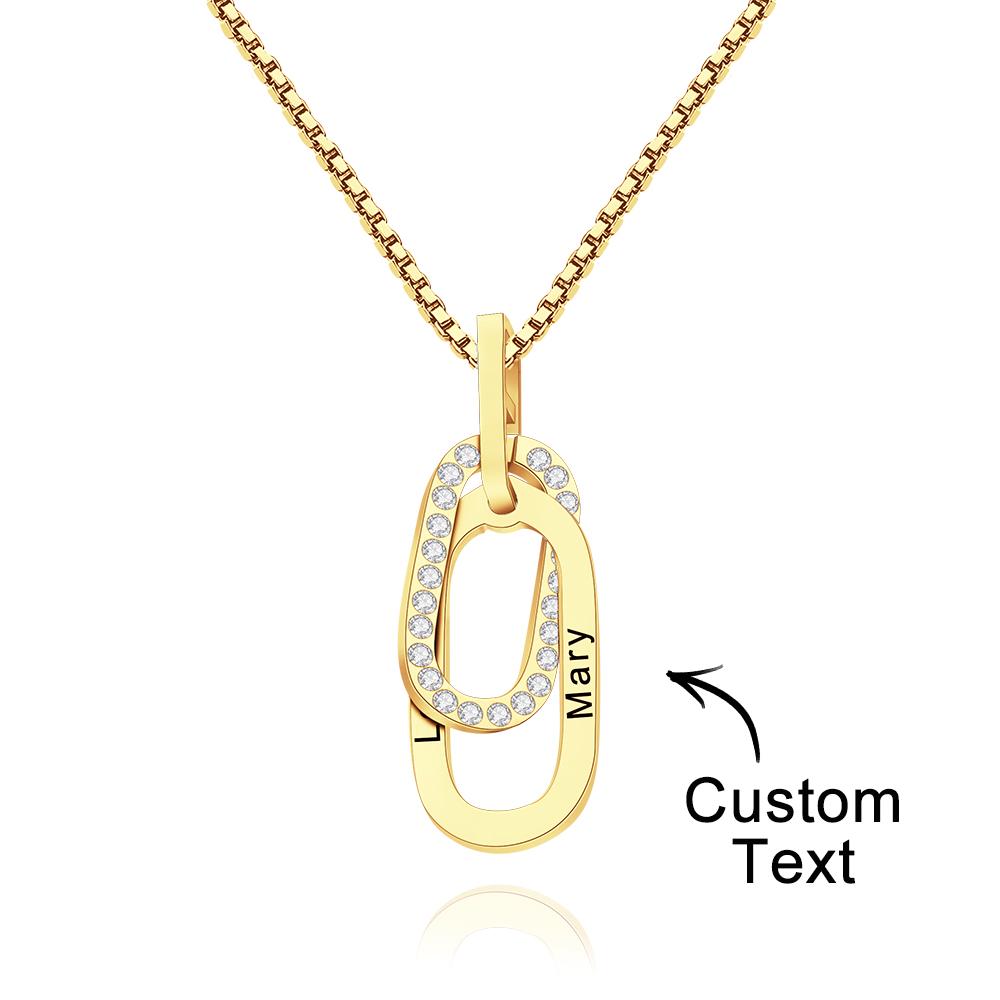 Custom Engraved Necklace Double Ring Necklace Unique Gift for Women