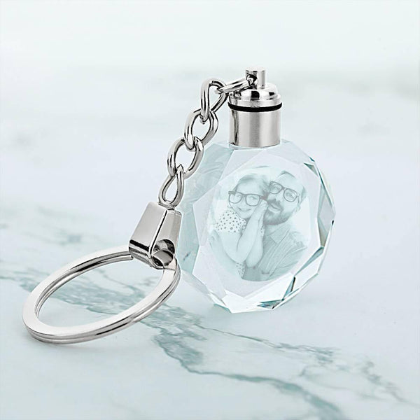 Personalized Photo Octagon Crystal Keychain Couples Gifts