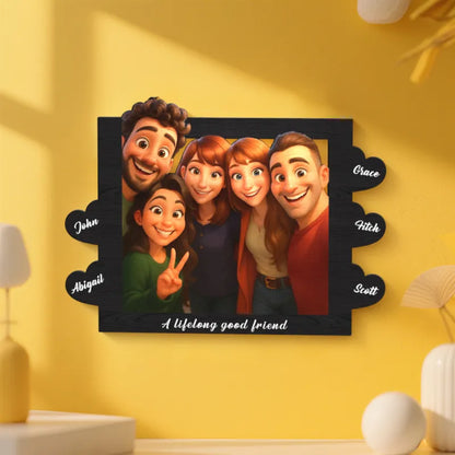 Personalized Cartoon Style Heart-Shaped Name Photo Frame Best Anniversary Birthday Family Holiday Gift