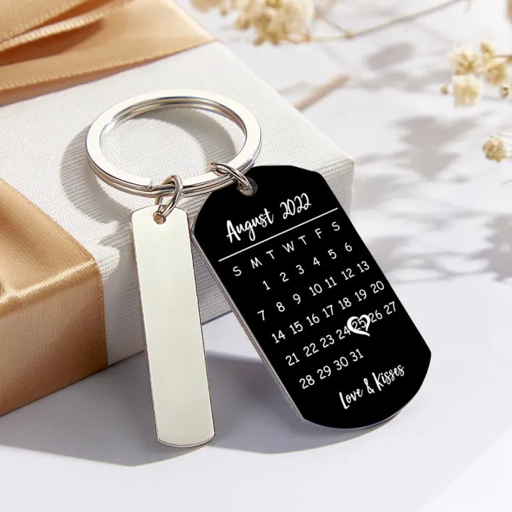 Personalized Photo Calendar Keychain Custom Picture & Music Song Code Couples Photo Keyring Gifts for Valentine's Day