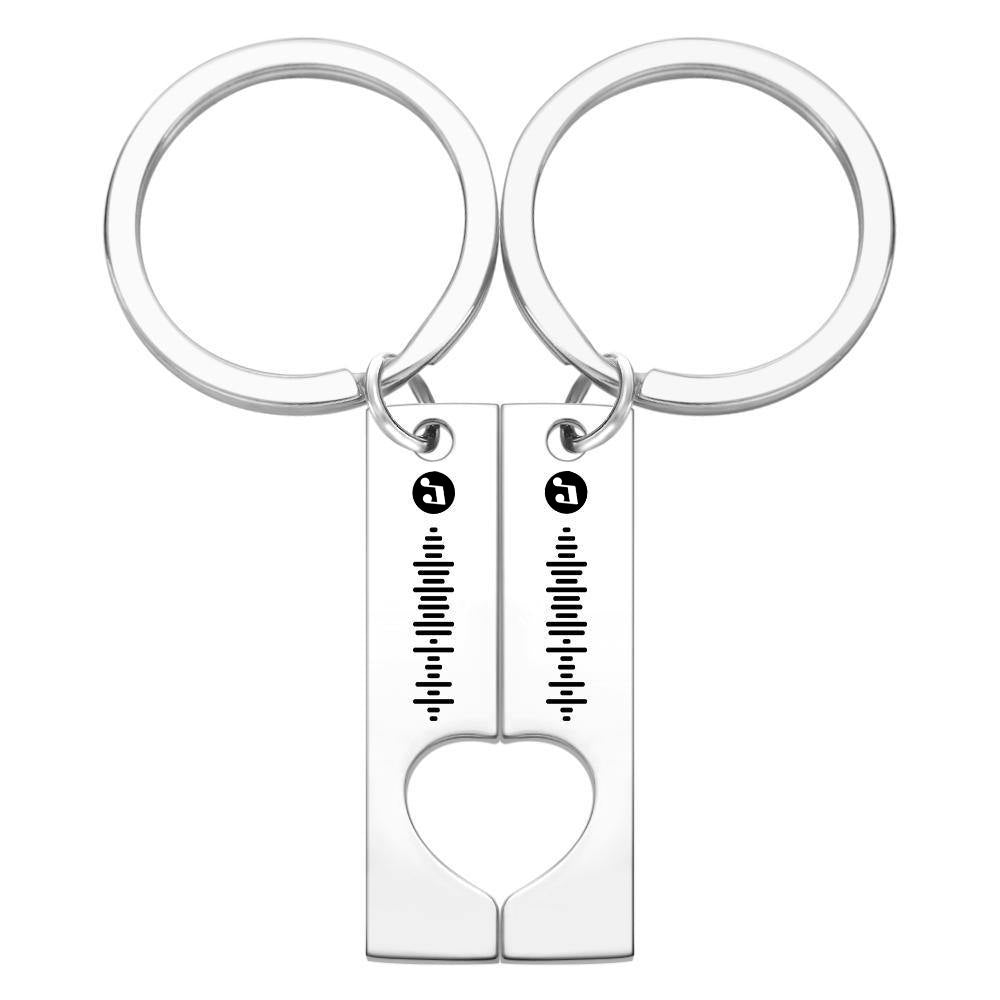 Best Gift For Friend 2 Personalized Music Code Keychain | Heart Cut Out Keychain