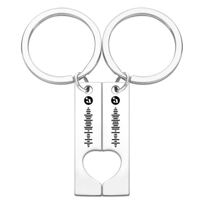 Best Gift For Friend 2 Personalized Music Code Keychain | Heart Cut Out Keychain