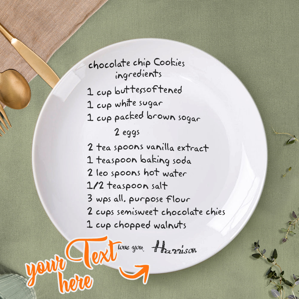 Dropshipping Chocolate Chip Cookies Ingredients Plates Custom Name Round Dinner Plates