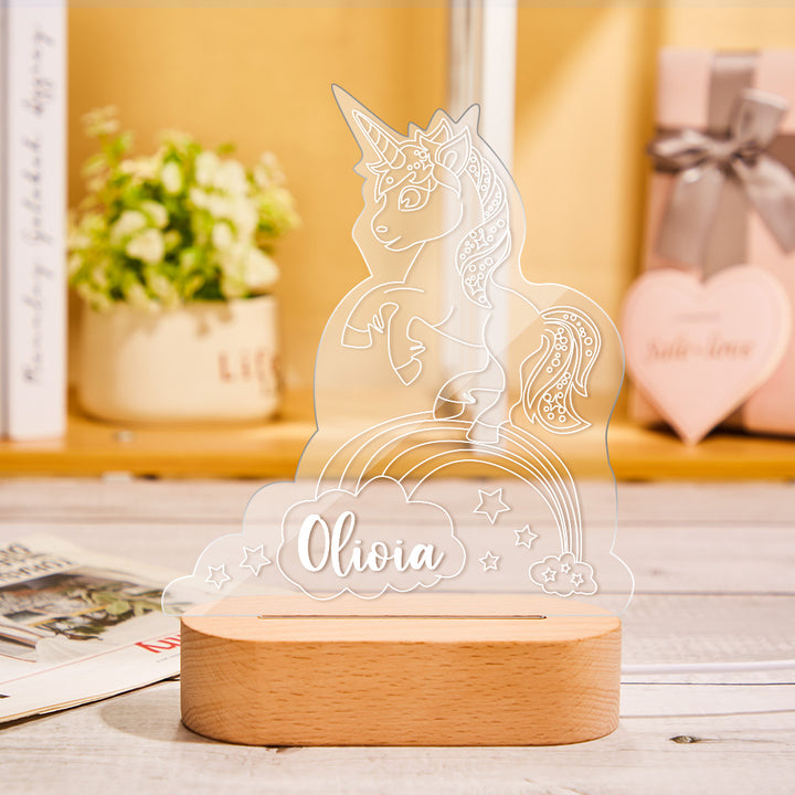 Personalized Name Unicorn Acrylic Night Light Kids Bedroom Decor
