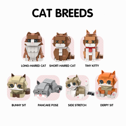 Full Body Customizable 2 People Cute Brick Figures Personalized Brick Figures with Cat Small Particle Block Toy