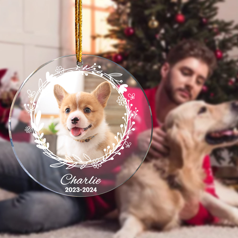 Personalized Pet Photo Ornament Dog Name Ornament Christmas Gift for Pet Lovers
