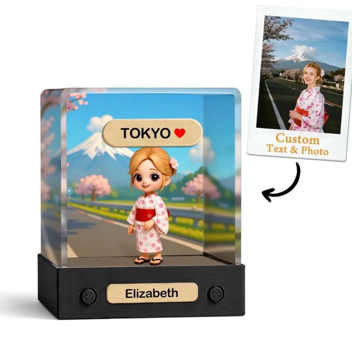 Custom 3D Mini Figure From Your Photo Personalized Background Toy Figure with Acrylic Box Decoration Gifts For Him/Her