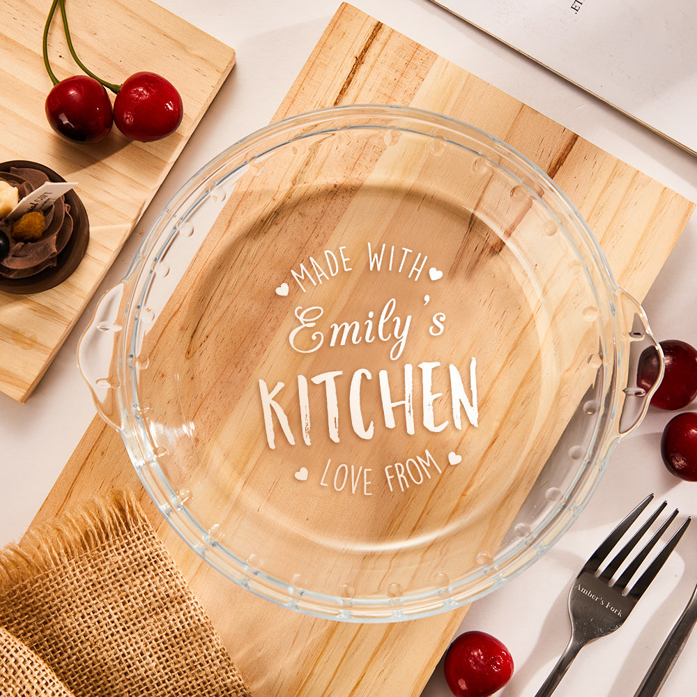 Custom Name Transparent Pie Plate Round Glass Pie Tableware