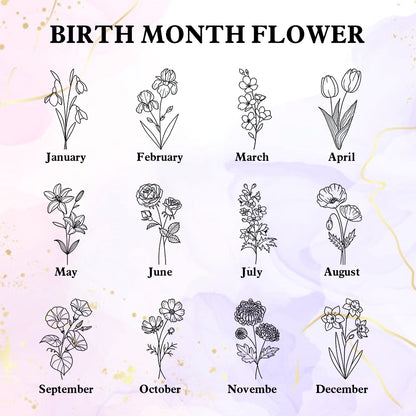 Personalized Birth Flower PU Leather Jewelry Box with Name Jewelry Box Gift for Her