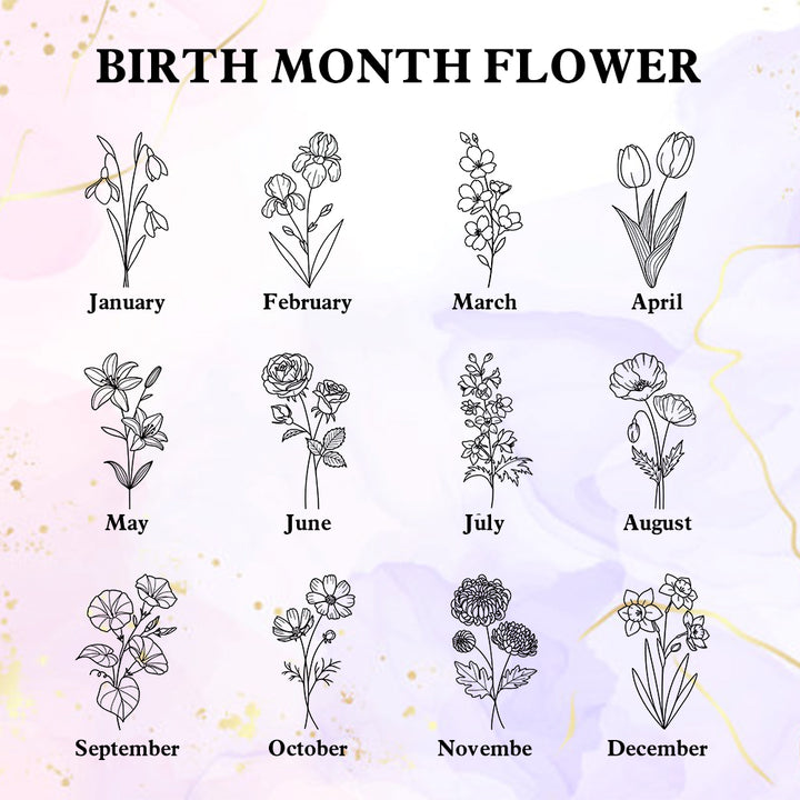 Personalized Birth Flower PU Leather Jewelry Box with Name Jewelry Box Gift for Her