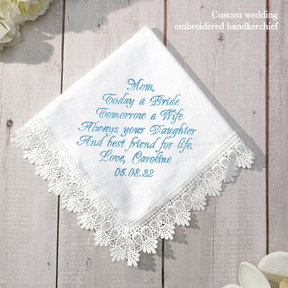 Personalized Wedding Handkerchief Embroidered Hankies Gifts for Mother of the Bride
