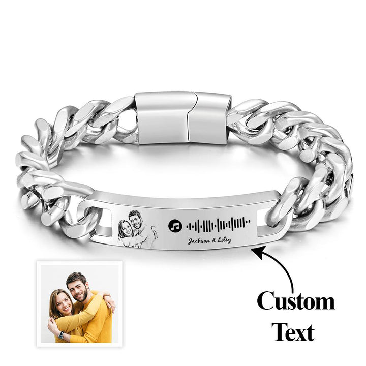 Personalized Music Code Bracelet with Your Photo Perfect Anniversary Gift for Him