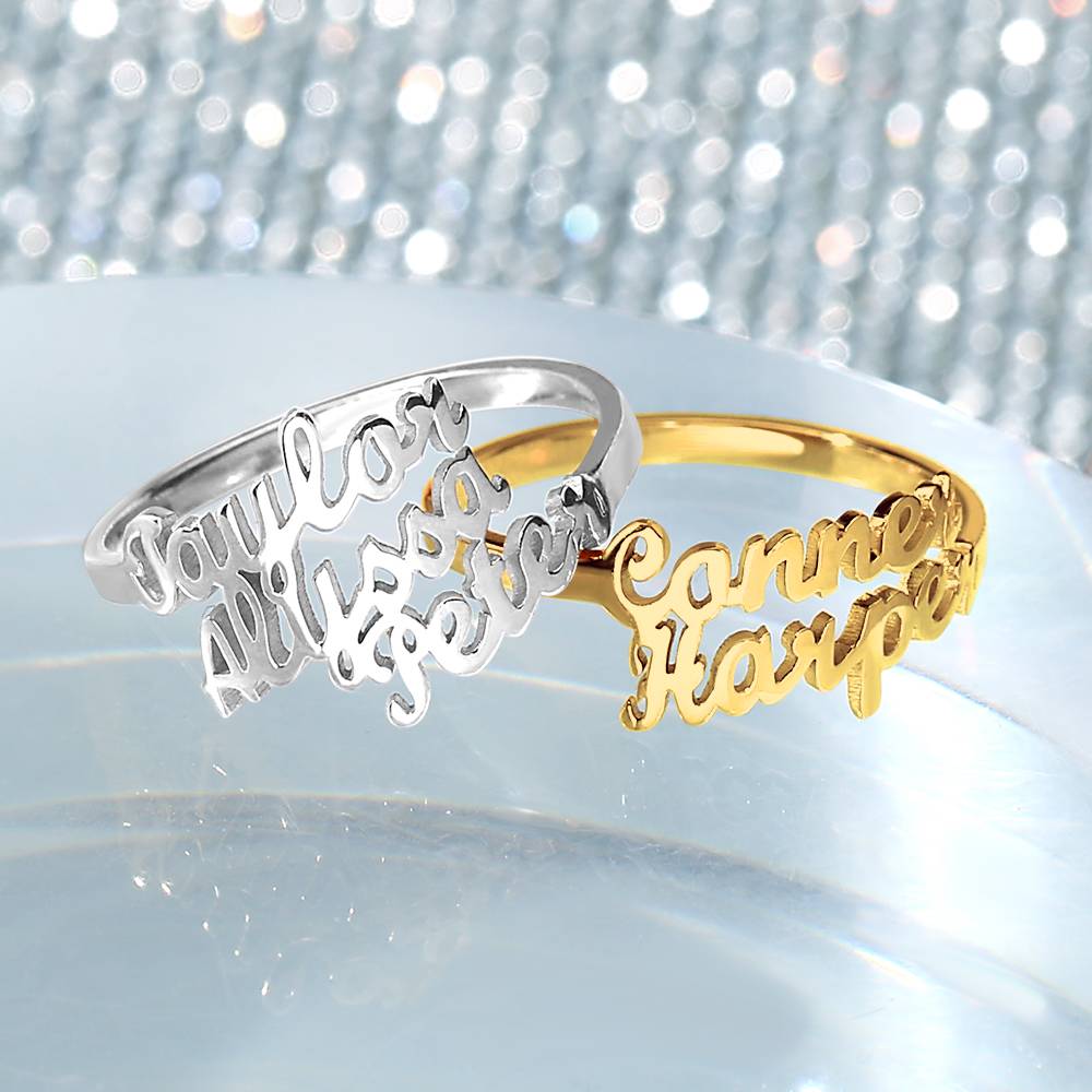 Custom Double Names Ring - 925 Sterling Silver