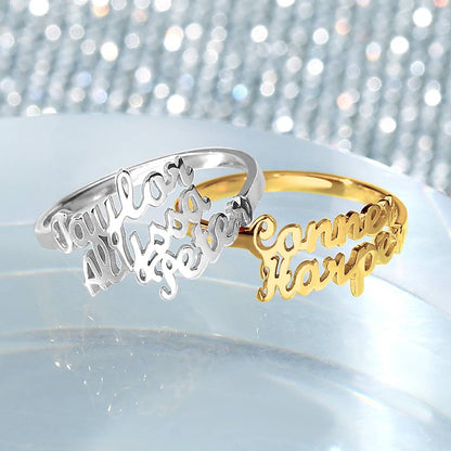 Custom Double Names Ring - 925 Sterling Silver