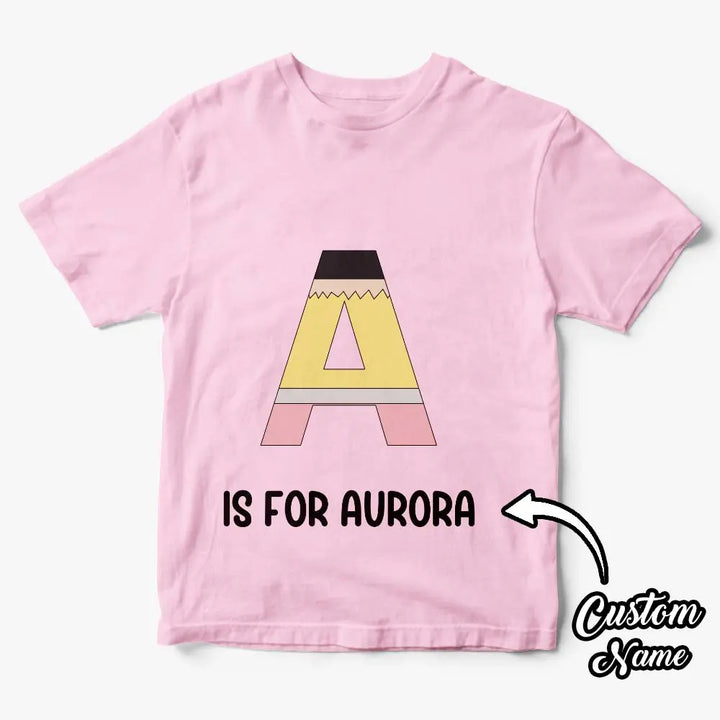 Personalized Back to School Pencil T-shirt First Day of School Shirt Gift for Kids