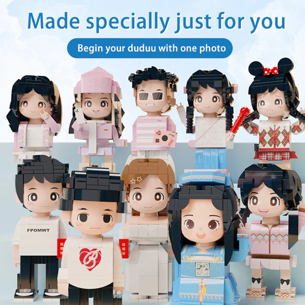 Full Body Customized 2 People Duddu Brick Figures Creative Couple Gifts Perfect Gift For Valentine's Day Birthday Gift