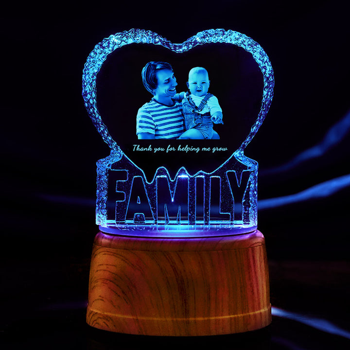 Personalized Heart Crystal Picture Frame 3D Crystal Fathers Day Gift