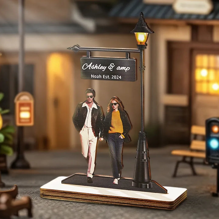 Personalized Couple Photos Standing Light Plate Wooden Gift Valentines Gift