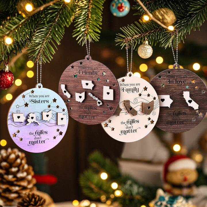 Personalized Family Togetherness Christmas Ornament State Map Ornament for Friends Sister Sibling Gift