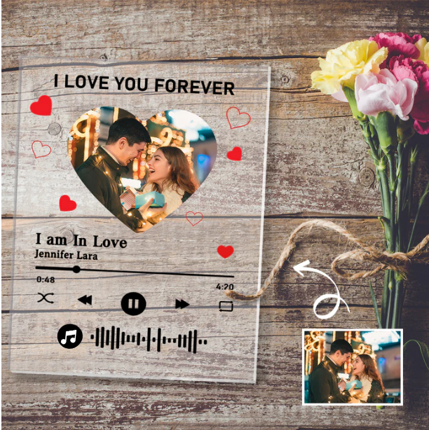 Custom Photo I am In Love Music Code Plaque Scannable Music Personalized Acrylic Photo Panel