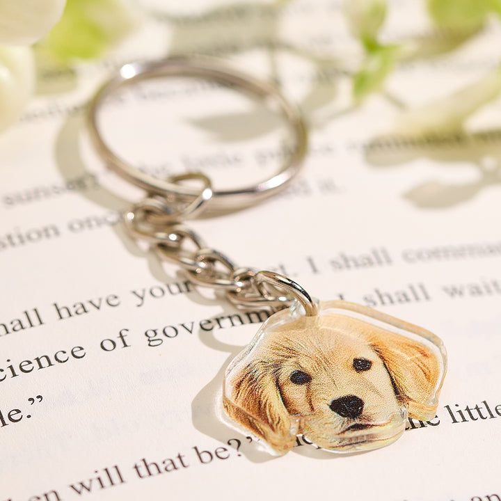 Personalized Pet Portrait Keychain Birthday Anniversary Gift for Pet Lovers