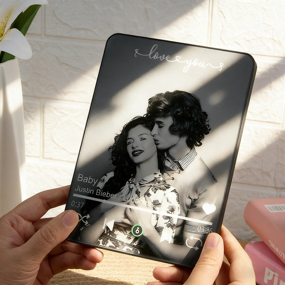 Custom Music Photo Plaque Personalized Full Picture Music Plaque Can Play Songs Gift for Lover Valentines GIft