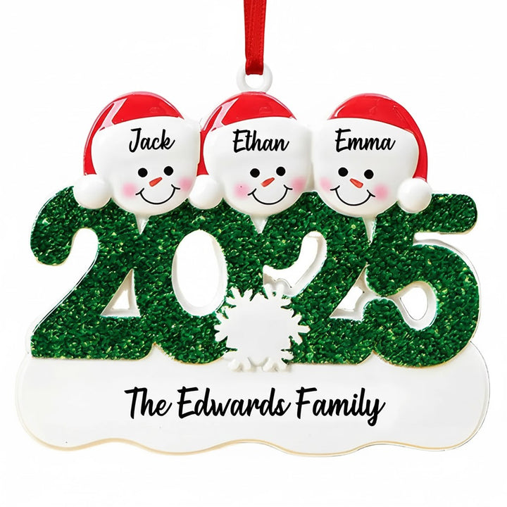 Custom Family Name & Year Snowman Ornament – Personalized Christmas Tree Decoration