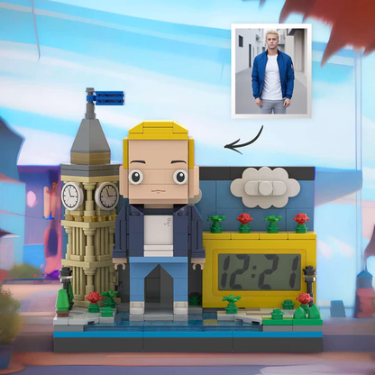 Christmas Gifts Custom Brick Figures Clock Personalized Brick Mini City & Figures Clock