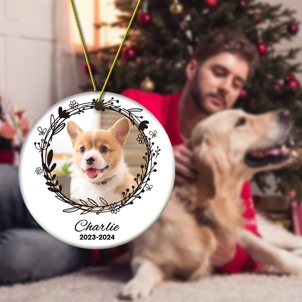 Personalized Pet Photo Ornament Dog Name Ornament Christmas Gift for Pet Lovers
