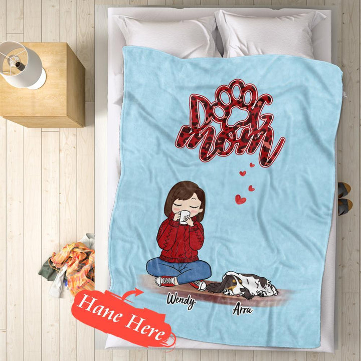Personalized Name Dog Mom Fleece Blanket - Choose Number Of Pets