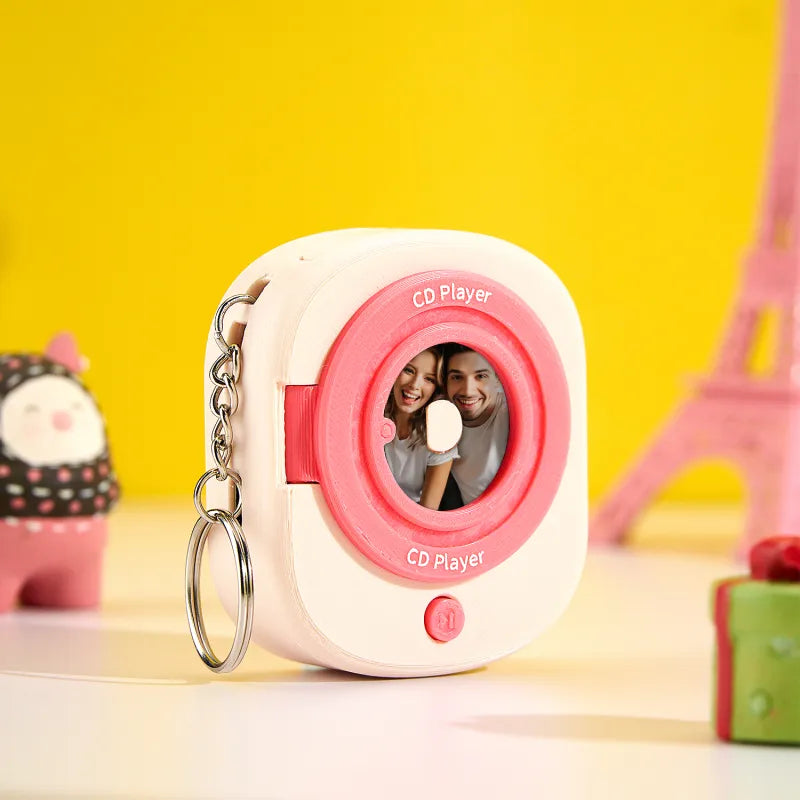 Custom Music CD Record Player Keychain Photo Keychain with Removable Disc
