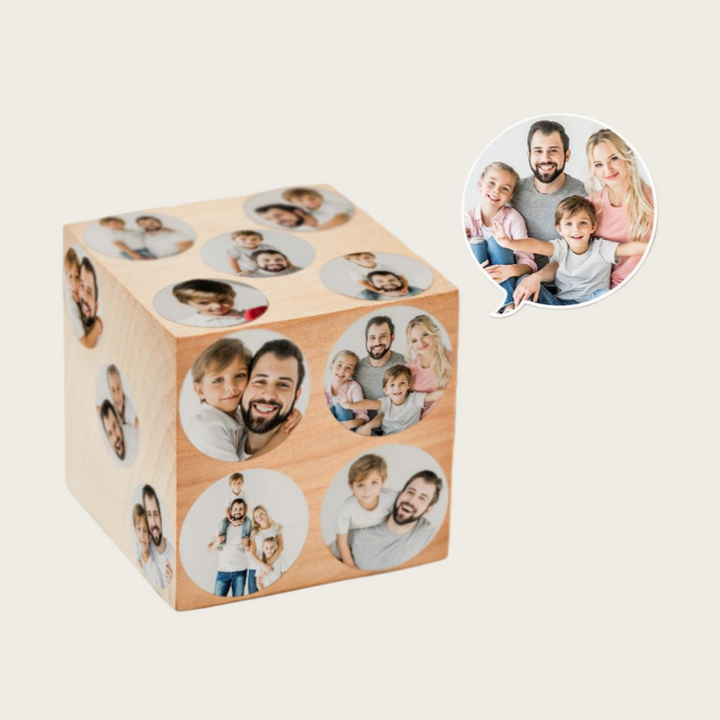 Custom Multi-Photo Wooden Cube – Capture Beautiful Memories Personalized Christmas Gift