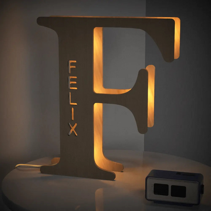 Personalised Wooden Letter Lamp Custom Name Alphabet Night Lights 19CM