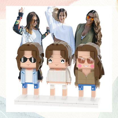 Gifts for Girlfriends Full Body Customizable 3 People Custom Brick Figures Small Particle Block